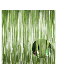 Paquete de 4 Cortinas de Flecos de Papel de Aluminio Verde Claro 1m x 2.5m