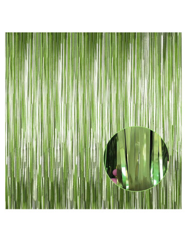 Paquete de 4 Cortinas de Flecos de Papel de Aluminio Verde Claro 1m x 2.5m