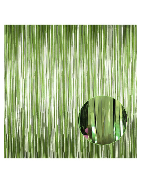 Paquete de 4 Cortinas de Flecos de Papel de Aluminio Verde Claro 1m x 2.5m
