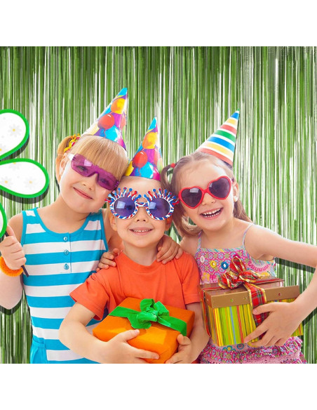 Paquete de 4 Cortinas de Flecos de Papel de Aluminio Verde Claro 1m x 2.5m