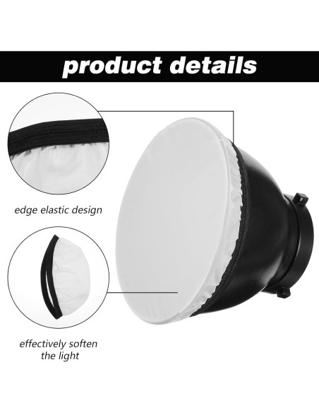 4 Fundas Difusoras de Luz Blanca 18cm para Reflectores Estudio
