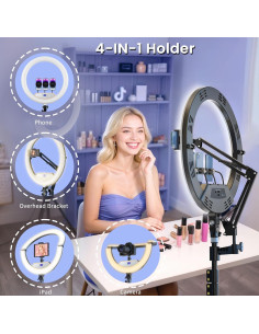 Luz de Anillo LED 22" MACTREM con Trípode 75" y Soporte 2