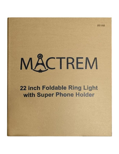 Luz de Anillo LED 22" MACTREM con Trípode 75" y Soporte