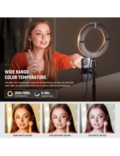 Luz de Anillo LED NEEWER 18W 8" con Soporte Ajustable 2