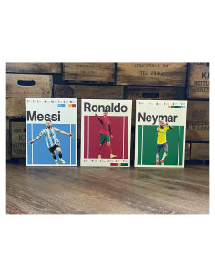 Lona Enmarcada de Fútbol Messi, Ronaldo, Mbappé, Neymar - Decoración de Pared