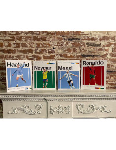 Lona Enmarcada de Fútbol Messi, Ronaldo, Mbappé, Neymar - Decoración de Pared 2
