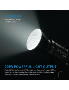 Luz de Estudio de Video FEELWORLD FL225D 225W 5600K CRI96+ 2