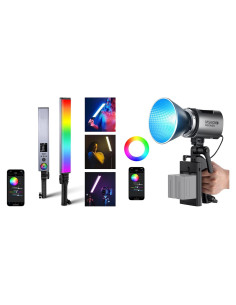 Luz de Video RGBWW NEEWER MS60C 65W Compacta con Varita BH30S