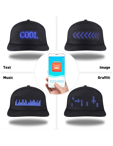Gorra LED Alavisxf XX Ajustable con Pantalla Desmontable