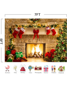 Backdrop Navideño Haboke 7x5 pies Poliester Decoración 2