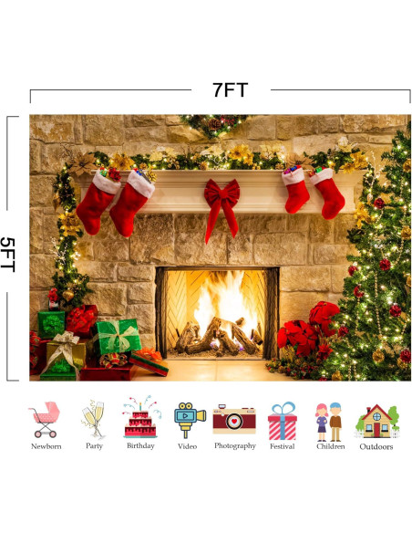 Backdrop Navideño Haboke 7x5 pies Poliester Decoración