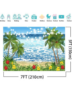 Fondo Fotográfico Playa Tropical 2.1x1.5m Vinilo XEYSM 2