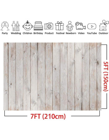 Fondo de Vinilo Gris Madera LTLYH 2.1x1.5m para Fotografía