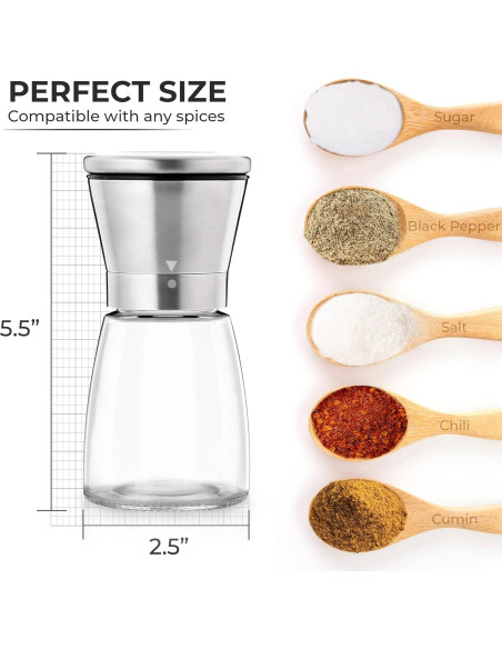 Molinillo de Pimienta y Sal Kitchen-GO Acero Inoxidable 14cm Molinillo de Pimienta y Sal Kitchen-GO Acero Inoxidable 14cm