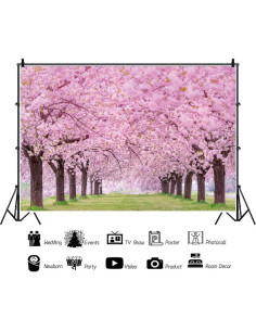 Fondo Fotográfico Flores de Cerezos 1.5x1m Vinilo Laeacco 2