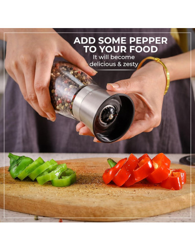Molinillo de Pimienta y Sal Kitchen-GO Acero Inoxidable 14cm