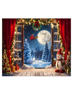 Fondo de Fotografía Navidad 3x2.5m OFILA Muñeco de Nieve