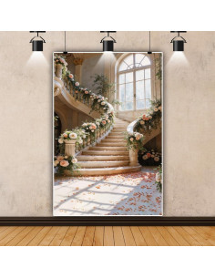 Fondo Fotográfico Vinilo Laeacco 5x7ft Rosa Flores Palacio 2