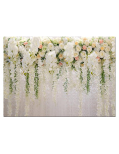 Fondo Fotográfico Floral Blanco 300x240 cm Qian para Eventos