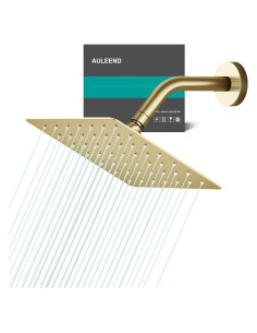 Cabezal de Ducha de Lluvia AULEEND 17.78x15.24 cm Oro Cepillado