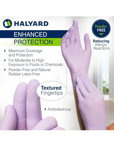 Guantes de Examen Nitrilo Lavanda Halyard X-Grande 24.1 cm (Caja 230)