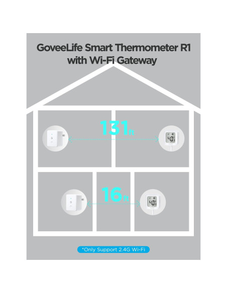 Termómetro WiFi GoveeLife H5108 con Alarma y Pantalla LCD