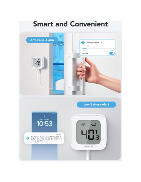 Termómetro WiFi GoveeLife H5108 con Alarma y Pantalla LCD