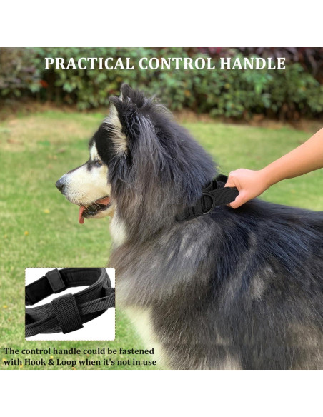 Collar Táctico para Perros Periflowin - Nylon Militar Ajustable Mediano Negro Collar Táctico para Perros Periflowin - Nylon Militar Ajustable Mediano Negro