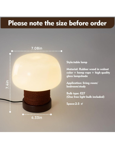 Lámpara de Mesa Pequeña WTHTNROM 18.8 cm Vidrio Blanco