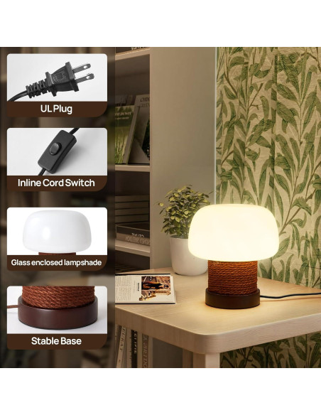 Lámpara de Mesa Pequeña WTHTNROM 18.8 cm Vidrio Blanco