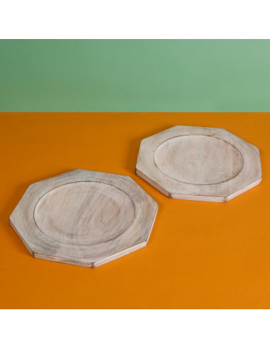 Conjunto de Platos Cargadores de Madera Alpha Living 33 cm - 2 Unidades