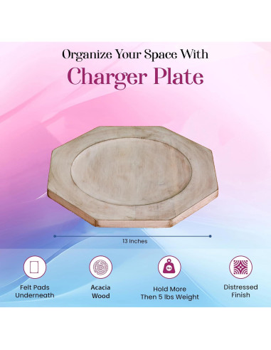 Conjunto de Platos Cargadores de Madera Alpha Living 33 cm - 2 Unidades