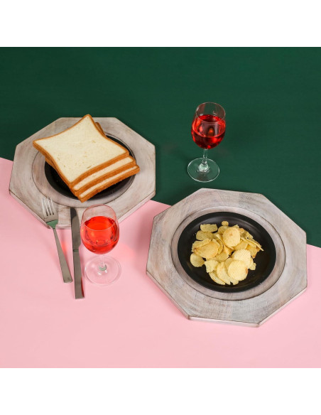 Conjunto de Platos Cargadores de Madera Alpha Living 33 cm - 2 Unidades