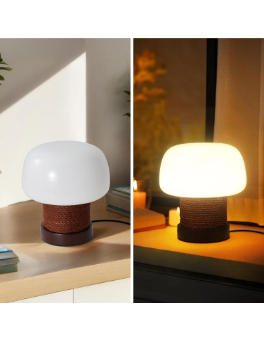 Lámpara de Mesa Pequeña WTHTNROM 18.8 cm Vidrio Blanco