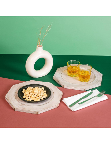 Conjunto de Platos Cargadores de Madera Alpha Living 33 cm - 2 Unidades