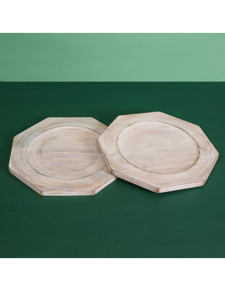 Conjunto de Platos Cargadores de Madera Alpha Living 33 cm - 2 Unidades