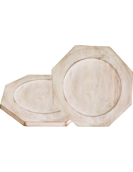 Conjunto de Platos Cargadores de Madera Alpha Living 33 cm - 2 Unidades