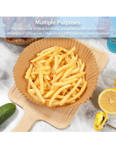 100 Forros de Papel Pergamino Foopama 16.5cm para Freidora de Aire 2