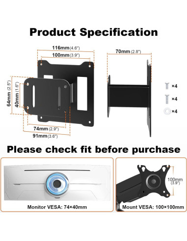 Placa Adaptador VESA PUTORSEN para Monitores Samsung G9 100x100mm
