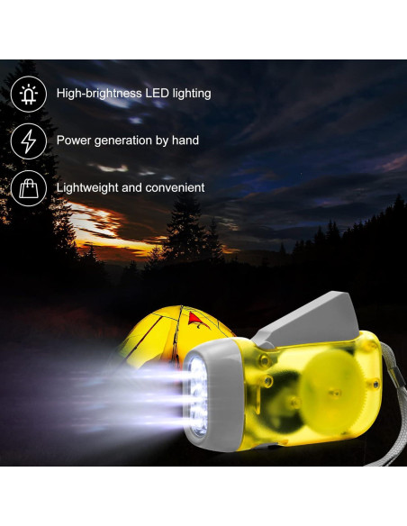 Linterna de Manivela Mudder 24 Piezas LED Carga Dynamo Linterna de Manivela Mudder 24 Piezas LED Carga Dynamo