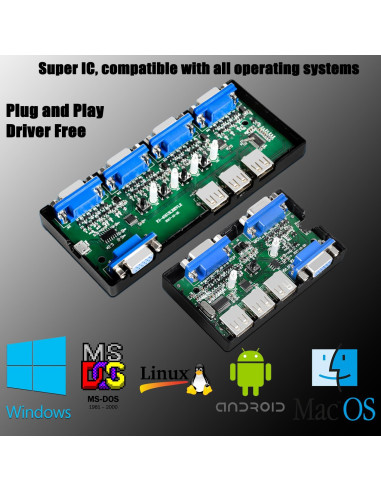 Conmutador KVM VGA 2 Puertos DiamondTiger con 2 Cables