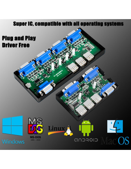 Conmutador KVM VGA 2 Puertos DiamondTiger con 2 Cables