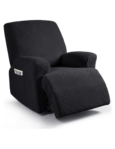 Cubierta de Sofá Reclinable Ruaozz Extra Grande Negra
