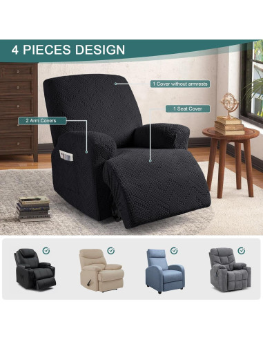 Cubierta de Sofá Reclinable Ruaozz Extra Grande Negra
