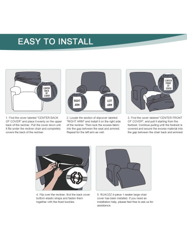 Cubierta de Sofá Reclinable Ruaozz Extra Grande Negra