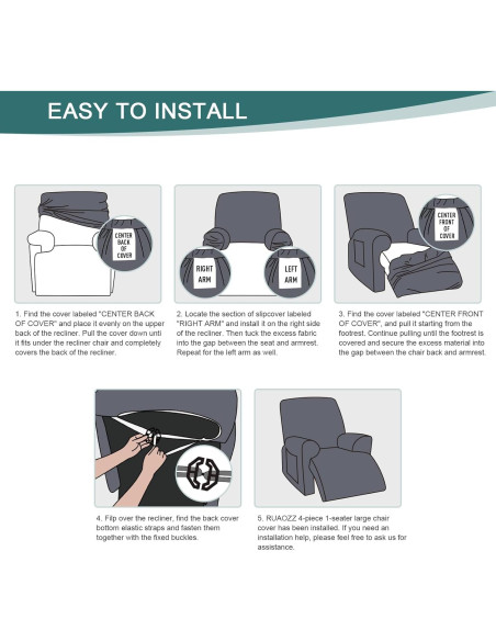 Cubierta de Sofá Reclinable Ruaozz Extra Grande Negra