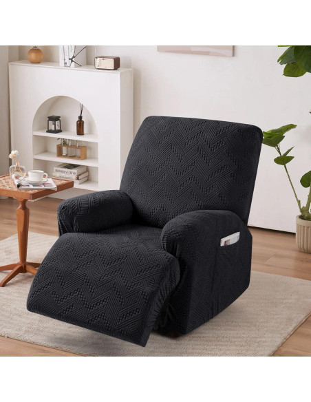 Cubierta de Sofá Reclinable Ruaozz Extra Grande Negra