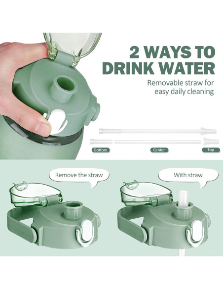 Botella de Agua de Vidrio Kytffu 2L con Pajilla y Funda Silicona