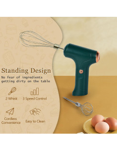 Batidora de Mano Inalámbrica Chidoyii J-2 Verde 3 Velocidades 2