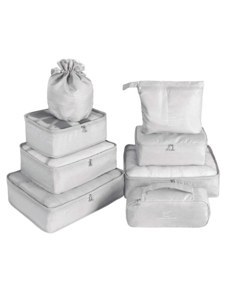 Juego de Organizadores de Empaque para Viaje 8 Piezas Gris